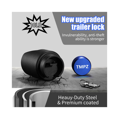 TMPZ Upgraded Heavy Duty Steel Trailer Hitch Lock for Most 2 Inch Couplers – Coupler Lock Secures Safety Chains, Anti-Theft Weatherproof Protection for RV, Pickup, Camper & Utility Trailers (Blue)