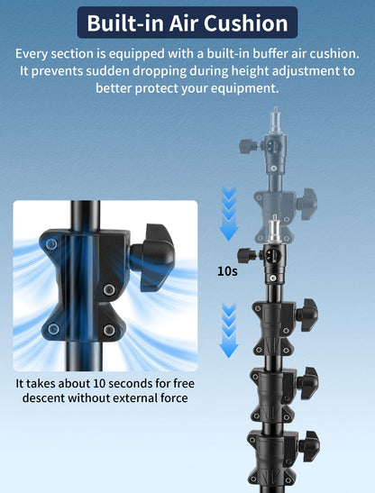 Meking 15.75 ft Heavy Duty Tripod for Xbotgo Falcon/Chameleon/Lights - Thickened Aluminium Alloy Tube with Air-Cushioned Absorption, 1/4“ Quick-Release Adapter, with Carrying Bag and Sandbag