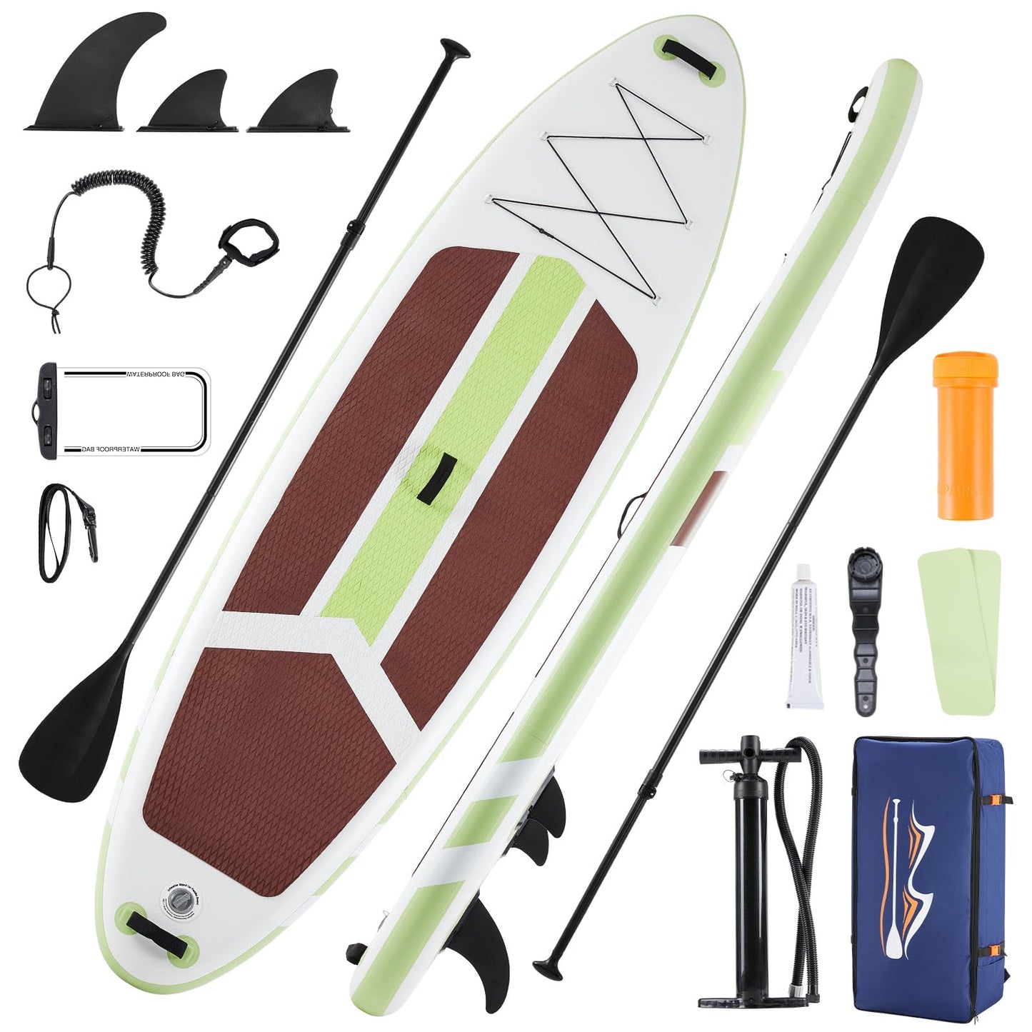 DUMOS Inflatable Stand Up Paddle Board, 10.5'×33'' Paddle Boards with Non-Slip Deck, Durable Advanced Material and Complete SUP Accessories for All Skill Levels, Green