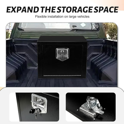 Vigorighter 18"x 12"x 14" Underbody Truck Tool Box, 18 Inch Heavy Duty Steel Under Body Toolbox for Pick Up Truck RV, Under Mount Tool Box with T-Handle Lock and Keys, Black (18" x 12" x 14")