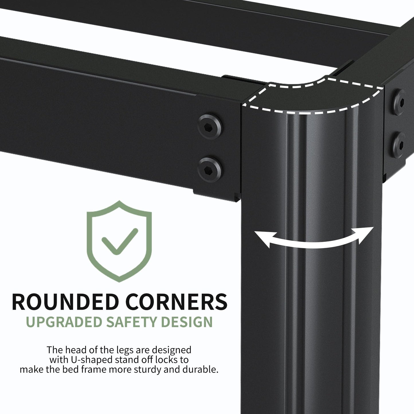 Lutown-Teen 7 Inch Low Profile King Bed Frame with Rounded Corner Legs, 2000 LBS Heavy Duty Metal King Size Platform Bed Frame No Box Spring Needed, Easy Assembly, Black