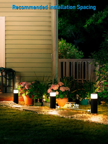 LEONLITE Low Voltage Path Lighting, 5W LED Landscape Bollard Pathway Light, Landscape Lights Outdoor for Yard, 3000K Warm White, Die-Cast Aluminum IP65 Waterproof, Pack of 4