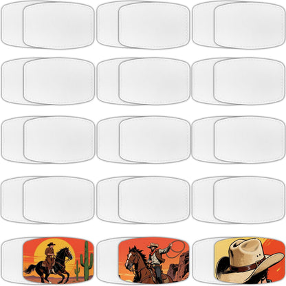 iFForce Full Sublimation Patches with No Border - 30 Pcs Iron on Blanks White Waterproof Smooth Glossy Material - Heat Press Rounded Rectangle Patch Adhesive for Hat Cap Clothes Business