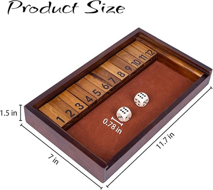 Shut The Box Game with 12 Pcs Wooden NumbersWooden Board Table Math Game