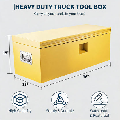 IDEALHOUSE Truck Bed Tool Box and Trailer Tongue Box - 30" Black Steel Storage Chest for Pickup Trucks, RVs, Trailers, Vans,36"x 15"x 15"