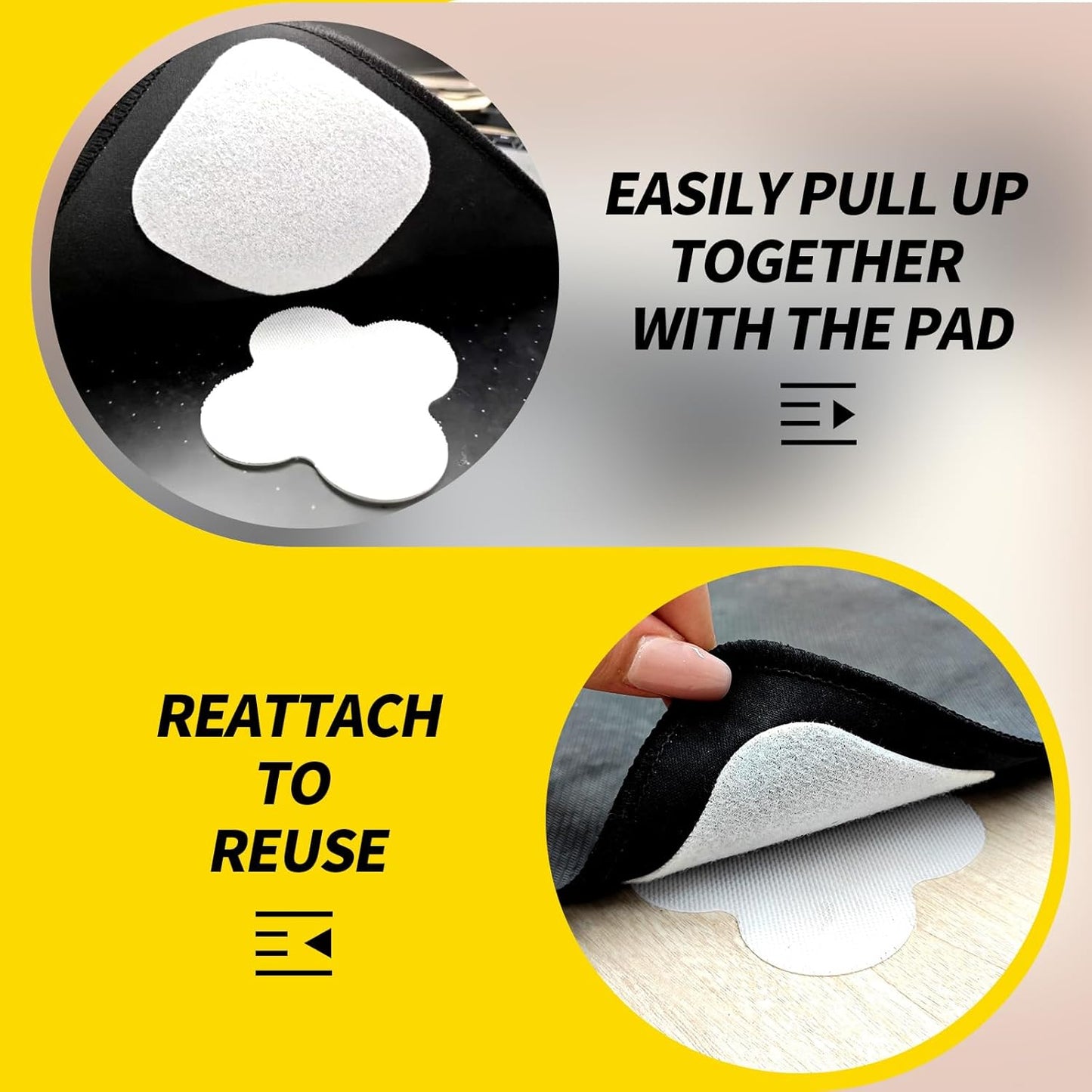 PHIXBEAR Heavy Duty Carpet Pad Gripper - 16 Sets of Super Adhesive Hook and Loop Strips for Rug Safety