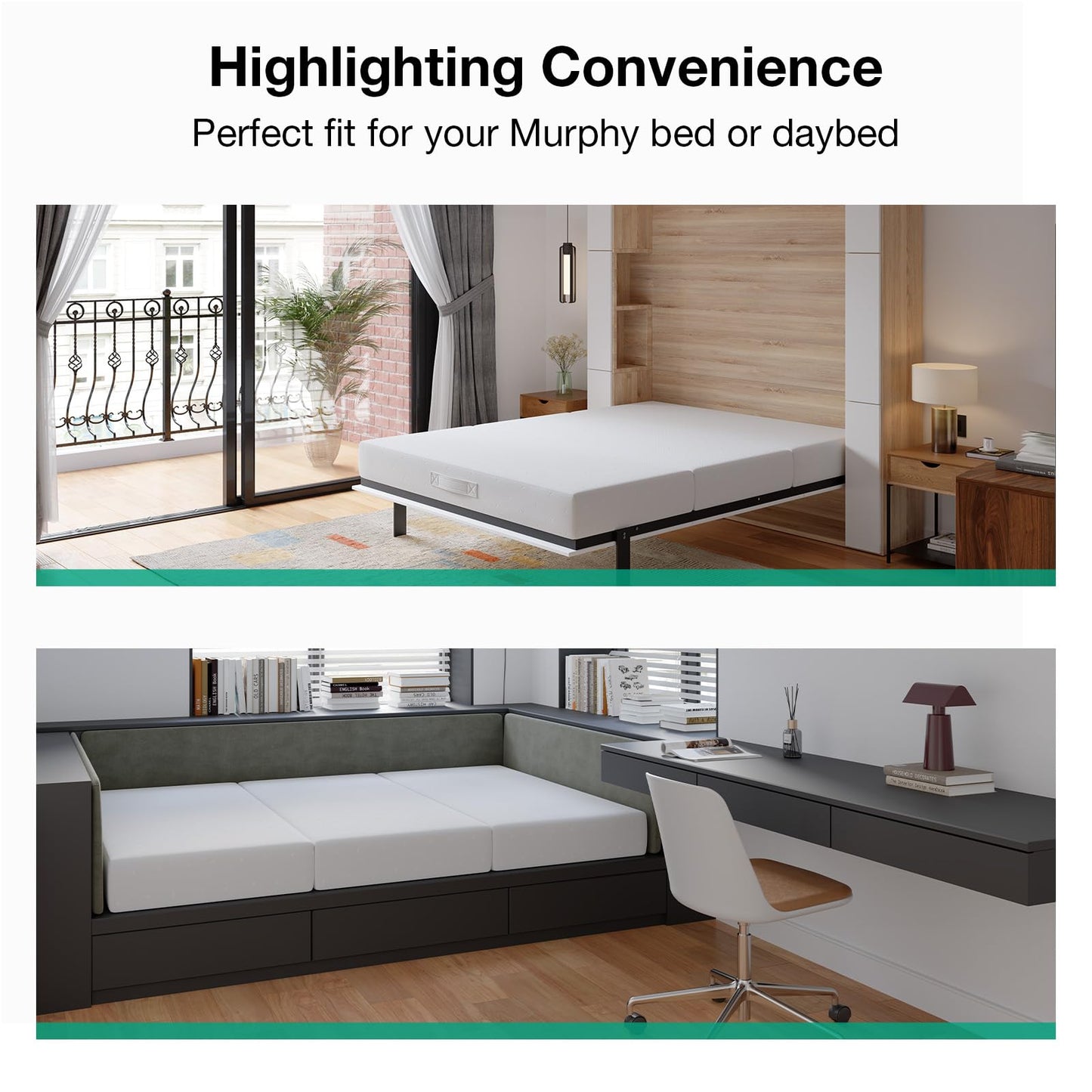 Novilla Foldable Mattress Full | 6 inch Folding Mattress Floor Sofa | Trifold Mattress Suitable for Murphy Bed, Day Bed, Camping, RV | High Support | Certified Material | 75"x54"x6"