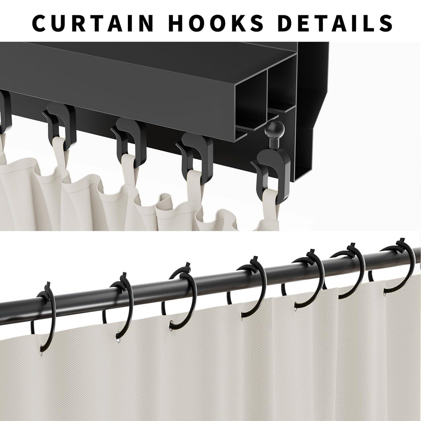 GarPad Gazebo Curtain Replacement Universal Privacy Curtain, 4-Panels Sidewall 10'X10' Curtain Gazebo Outdoor with Zipper,Universal Replacement for Patio Privacy Screen Soymilk(Only Curtain)