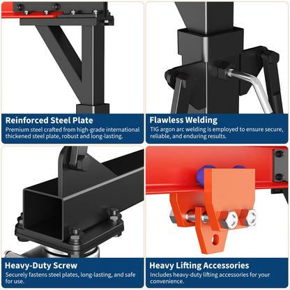 1 Ton Gantry Crane, 2200 LBS Adjustable Gantry Crane with 8-12 ft Height, Shop Lift Hoist with Manual Trolley, Hook & Shackles for Warehouse, Factory