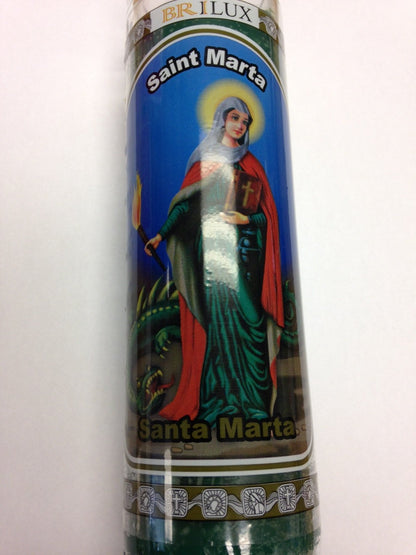 Saint Martha/Marta (Santa Marta) 7 Day Unscented Green Candle in Glass