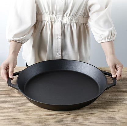 YYMIYU Heavy-Duty Pre-Seasoned Cast Iron Skillet - Dual Assist Handles - Use in the Oven, on the Stove, on the Grill,Commercial or Over a Campfire (20 Inch)