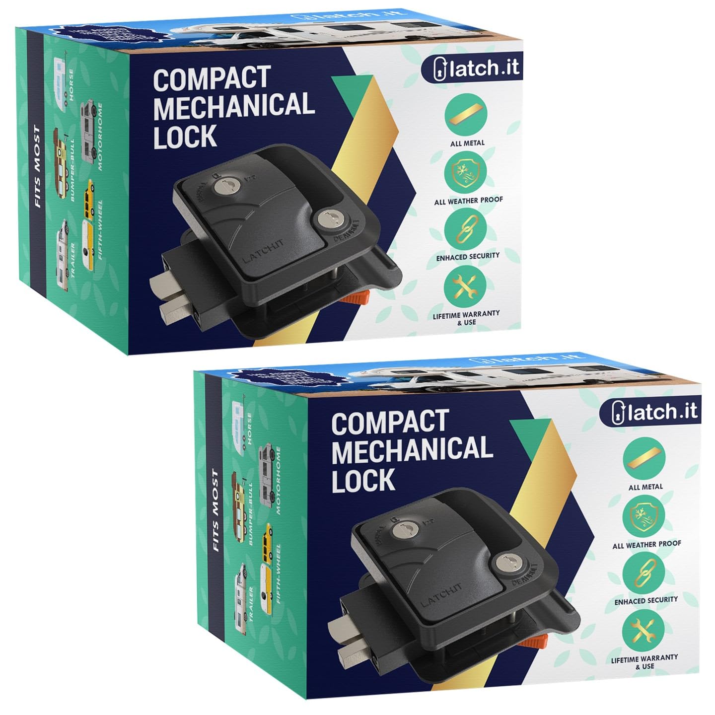 LATCH.IT Keyed-Alike Mini Mechanical Rv Door Latch Replacement | Rv Door Lock Replacement | 100% Metal Camper Latch | Rv Trailer Door Latch Only Fits 2.75" x 3.75" Door Lock Holes