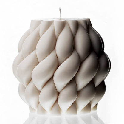 LAWA Knot Ball Candle - Large Beautiful Handmade Pillar Scented Soy Wax Elegant Bubble Aesthetic Candle Housewarming Gift Home Room Shelf Decor Idea White