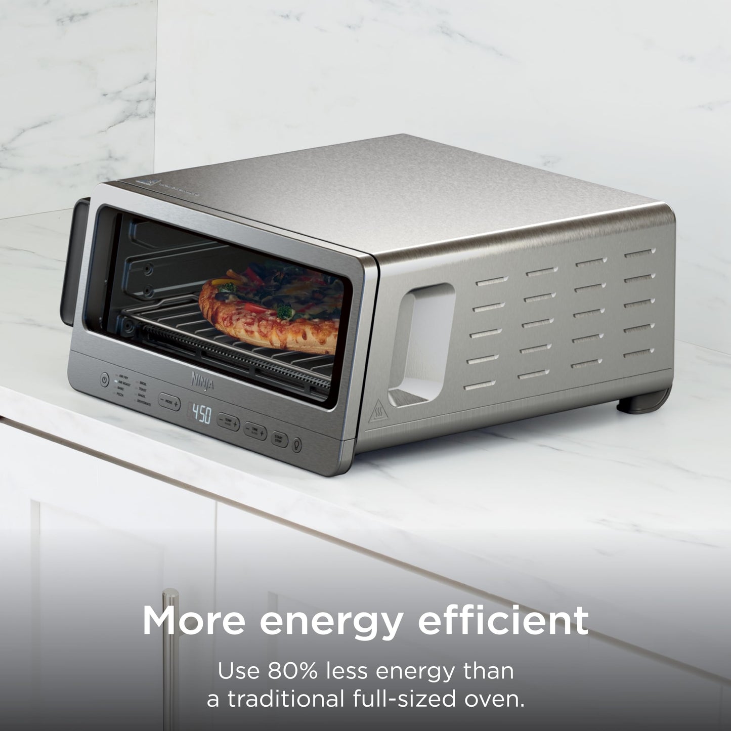 Ninja Flip Toaster Oven & Air Fryer, 8-in-1 Functionality, Flip Up for Storage Space, Large Capacity, Air Fry Basket, Wire Rack, Sheet Pan, Removable Crumb Tray, Stainless, 1800 Watts, SP151 (Renewed)