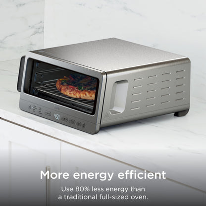 Ninja Flip Toaster Oven & Air Fryer, 8-in-1 Functionality, Flip Up for Storage Space, Large Capacity, Air Fry Basket, Wire Rack, Sheet Pan, Removable Crumb Tray, Stainless, 1800 Watts, SP151 (Renewed)