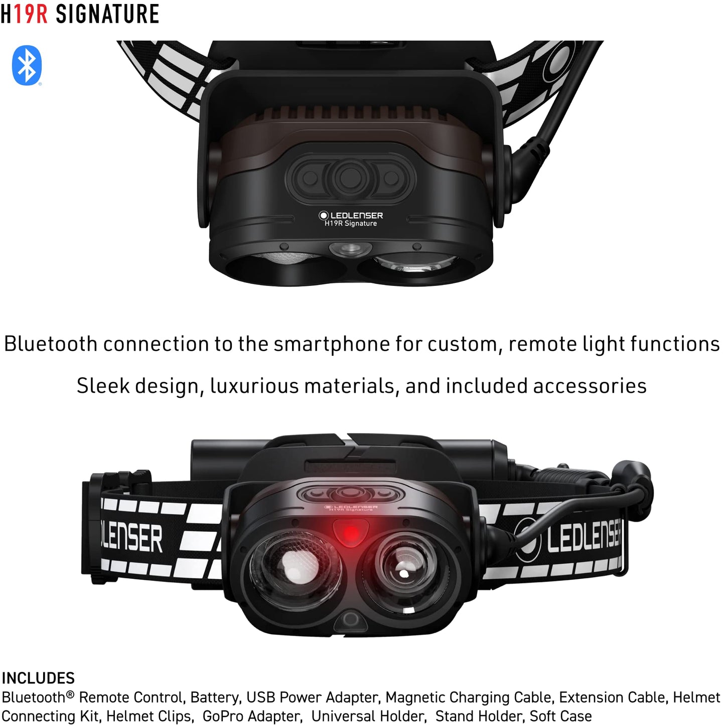 Ledlenser H19R Signature Headlamp - Red, 4000 lm Boost - Fusion Beam Hunting Light - Optisense Hard Hat Light - Waterproof Headlight, Bluetooth Remote