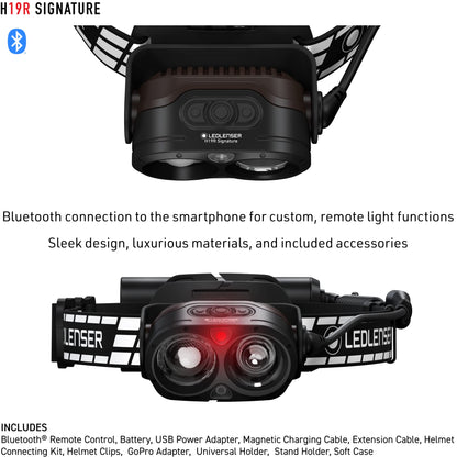 Ledlenser H19R Signature Headlamp - Red, 4000 lm Boost - Fusion Beam Hunting Light - Optisense Hard Hat Light - Waterproof Headlight, Bluetooth Remote