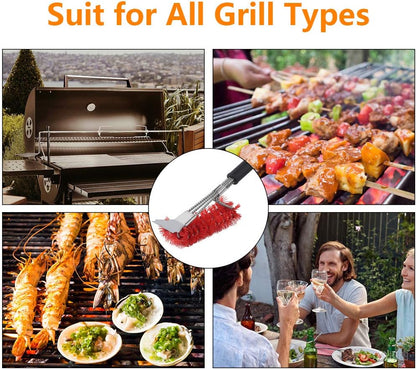 XSUPER Nylon Grill Brush - 3-in-1 Barbecue Cleaning Tool with Scraper | 18" Universal Fit BBQ Accessory