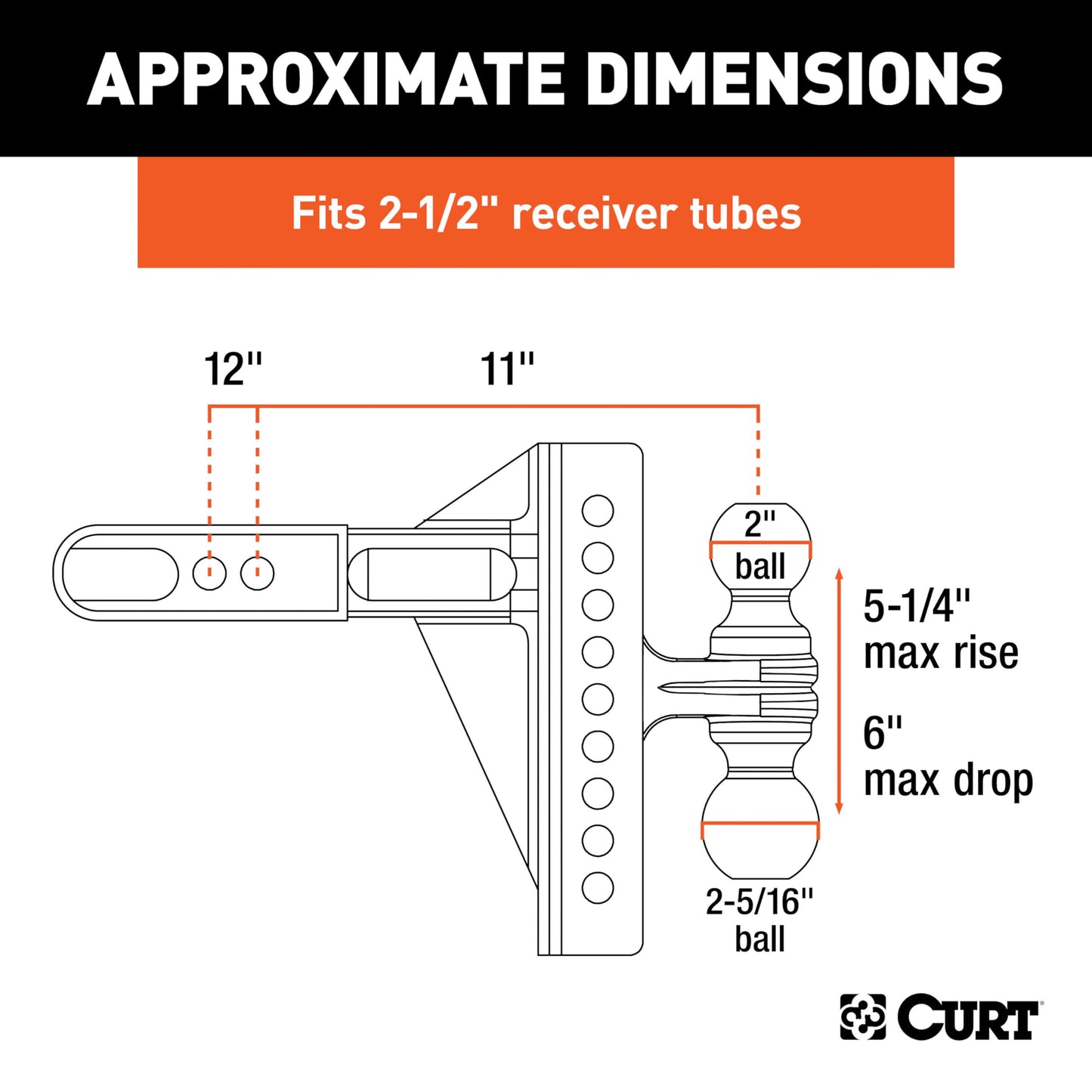 Curt 45902 Adjustable Channel-Mount Ball Mount