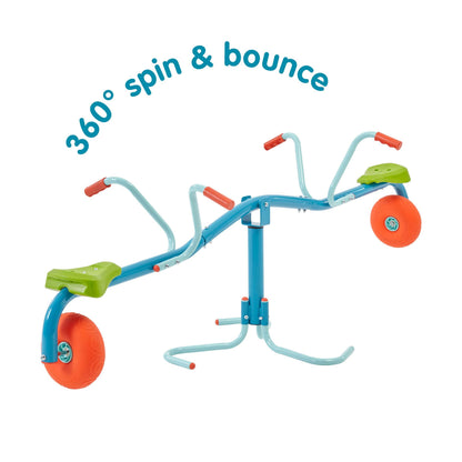 TP Toys Spiro Spin Teeter Totter - Bounces and Spins 360 Degrees, Blue/Green