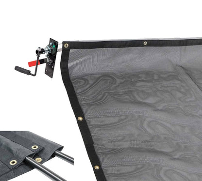 Mytee Products Dump Truck & Trailer Tarp Kit with 8' x 14' PVC Double Pocket Mesh Tarp - Manual Hand Crank Cab Level Dump Truck Tarp System to Prevent Load Spillage