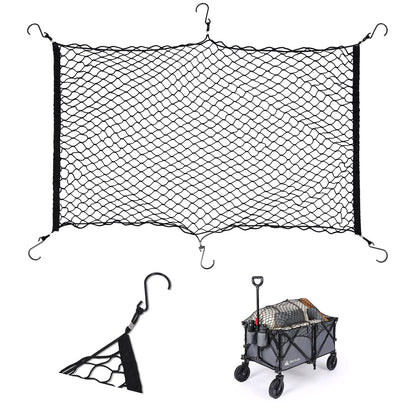 Hikenture Collapsible Wagon and Cargo Net, 330LBS Large Capacity Wagons Carts Foldable, Heavy Duty Folding Wagon with All-Terrain Wheels