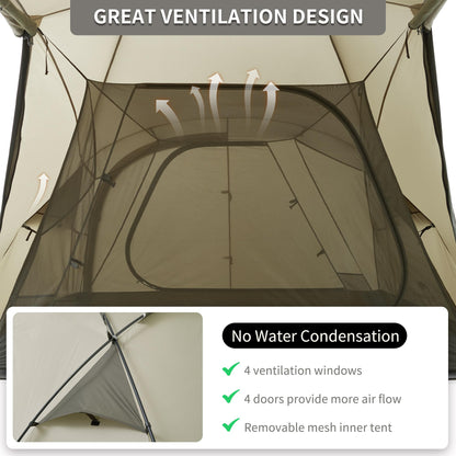 Naturehike Massif Hot Tent with Stove Jack, 4 Season Tent, 1/2/4 Person Camping Tent, UPF50+ Waterproof Windproof Winter Tents with Room and Hall