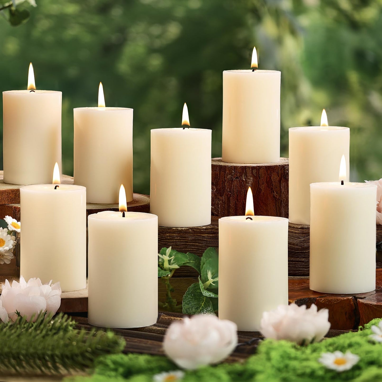 12 Pack Soy Wax Pillar Candles-2x3 Inch Small White Unscented Pillars-324 Hour Long Burning,Non-Toxic Dripless & Smokeless-Natural Soybean Candles for Wedding Centerpieces, Home Decor, Spa and Prayer