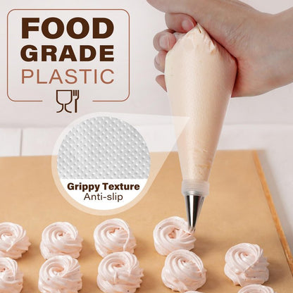 LotFancy 500Pcs Piping Bags 10 Inch, Thick Tipless Piping Bags, Non-Slip Disposable Pastry Bag for Royal Icing, Cookies, Cake Decorating