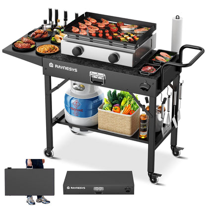 Outdoor Griddle Table, Blackstone Griddle Stand, 440lbs Folding Grill Cart, Pizza Oven Table Stand for Onni,Food Prep Table with Wheels for Outdoor BBQ Camp Ninja Woodfire Grill Stand, 31"W x 17"D