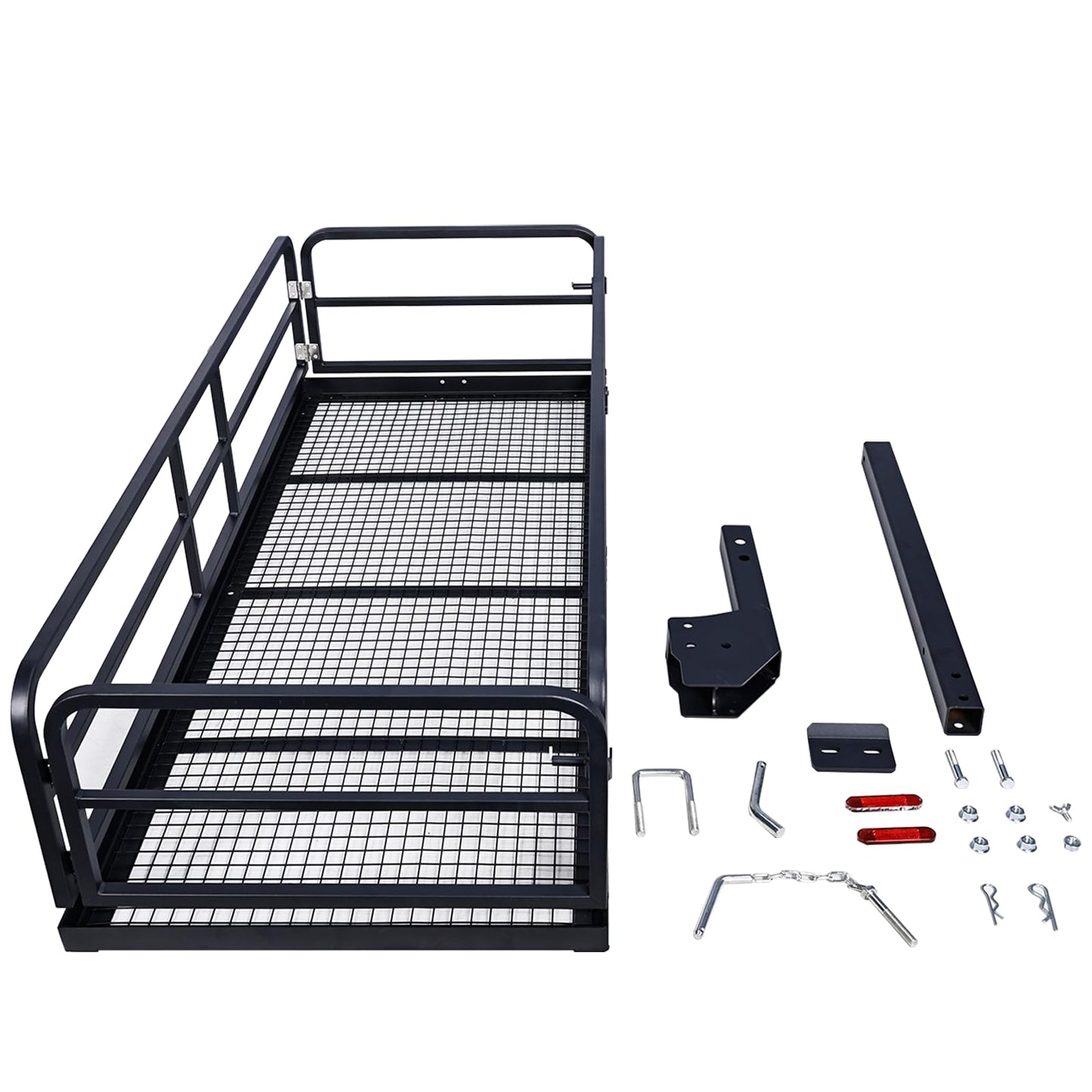 750 LBS Heavy Duty Folding Hitch Cargo Carrier, 2" Hitch Receiver Rear Luggage Rack Basket for SUV, Pickup Truck, Camping & Travel, 60" x 24" x 13.8", Black