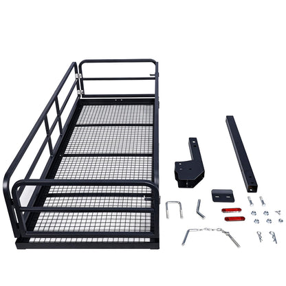 750 LBS Heavy Duty Folding Hitch Cargo Carrier, 2" Hitch Receiver Rear Luggage Rack Basket for SUV, Pickup Truck, Camping & Travel, 60" x 24" x 13.8", Black
