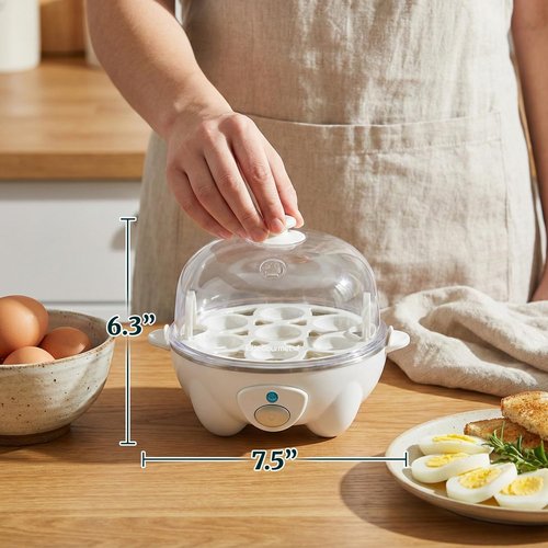 Elite Gourmet Rapid Egg Cooker - Perfectly Cook 7 Hard, Medium, Soft Boiled Eggs | Auto Shut-Off & Recipe Booklet, White