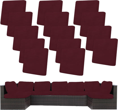 Skiennix 14-Piece Stretch Patio Cushion Covers - Washable Outdoor Sofa Slipcovers | Wine Red
