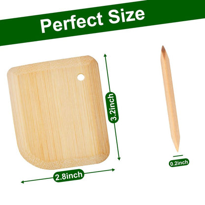 Bamboo Pan Scraper, Pot Scraper, Food Scraper, Kitchen Scraper Tools for Cast Iron Skillets, Cookware, Dishes, Pans and Pots (4 Pcs)