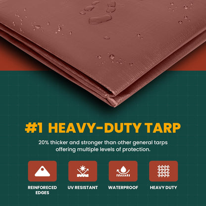 Large Waterproof Tarp - Heavy Duty 20 Mil Thick Poly Tarpaulin Ideal for Canopy Tents, Boats, RV or Pool Covers - Multipurpose Protective Tarps with Grommets for Indoor and Outdoor Use | 24' x 36'