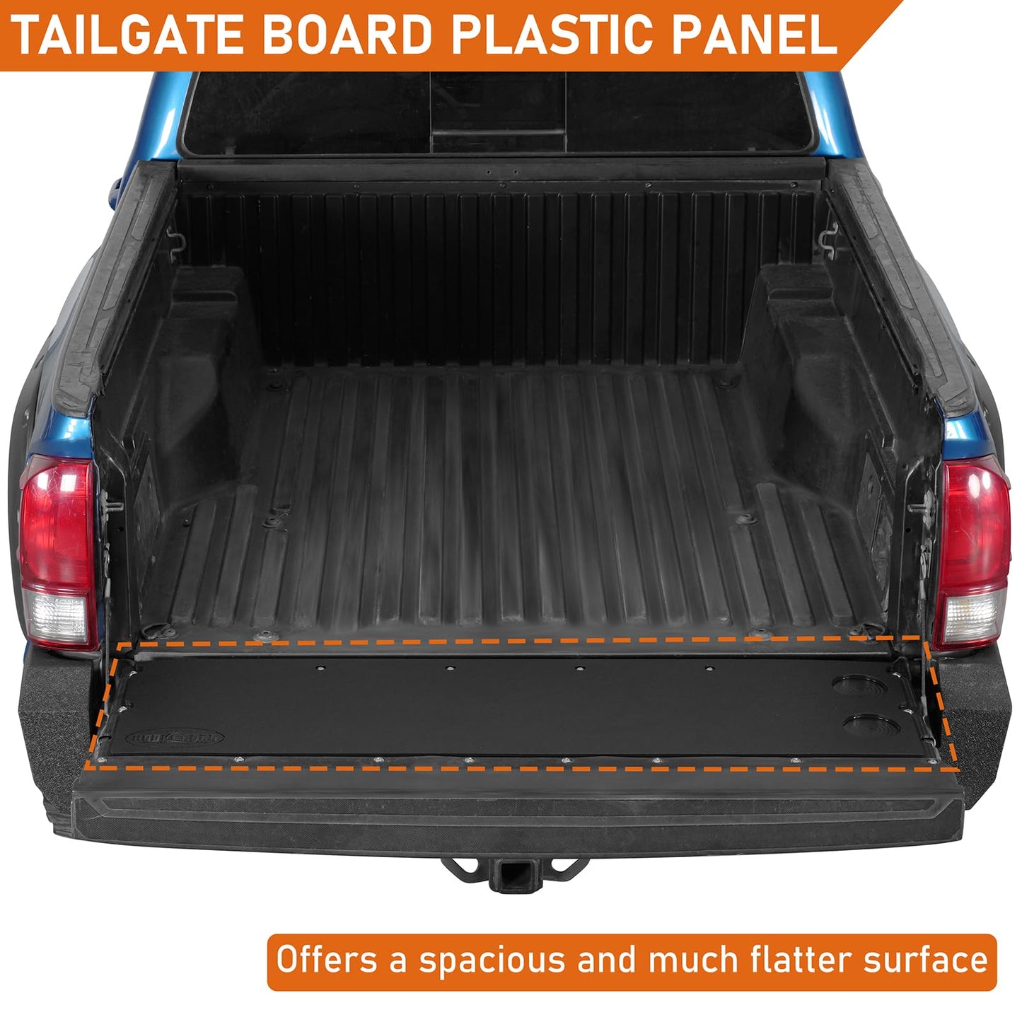 Hooke Road Tacoma Flat Tailgate Cover Panel Table Plate Pad for 2005-2023 Toyota Tacoma 2nd 3rd Gen, Tail Gate Camping Cutting Board - Black