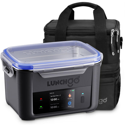 LUNCHGO® G1 Cordless Electric Heated Lunch Box, Battery Powered Self Heating Lunch Box, 5-Cup Capacity, 250°F Max, Scheduled Heating, Rechargeable Food Warmer for Work, Travel & Outdoor Use