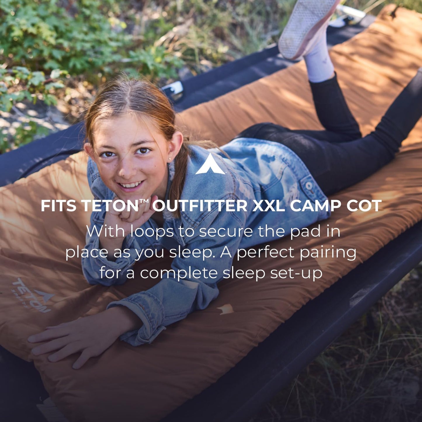 Teton Outfitter XXL Sleeping Pad for Cot, Extra Thick Comfortable Camping Mattress for Adults, Portable Roll-Up Camp Pad, Durable Foam Cushioning