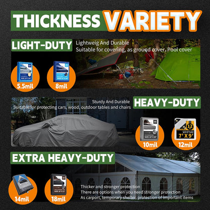 RAINDEWAY Large Tarp,40x60 Feet Tarps Heavy Duty Waterproof,10Mil Thick Multipurpose Tarp Cover with Metal Grommets and Reinforced Edges,Silver/Brown