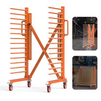 GARVIN 15-Tier Paint Drying Rack with Wheels, Adjustable Width 12"-58", Heavy Duty Cabinet Door Drying Rack, 110 lbs Per Shelf, Space-Saving Metal Paint Rack for Workshop, Spray Booth, Factory
