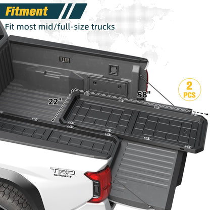 Trumgeta Slide-Out Truck Bed Cargo Tray Fit for Mid-Size & Full-Size Pickup, Fast-Drain Channel & Safer Wrapped Edges, Cargo Storage System with Easy Tailgate Access