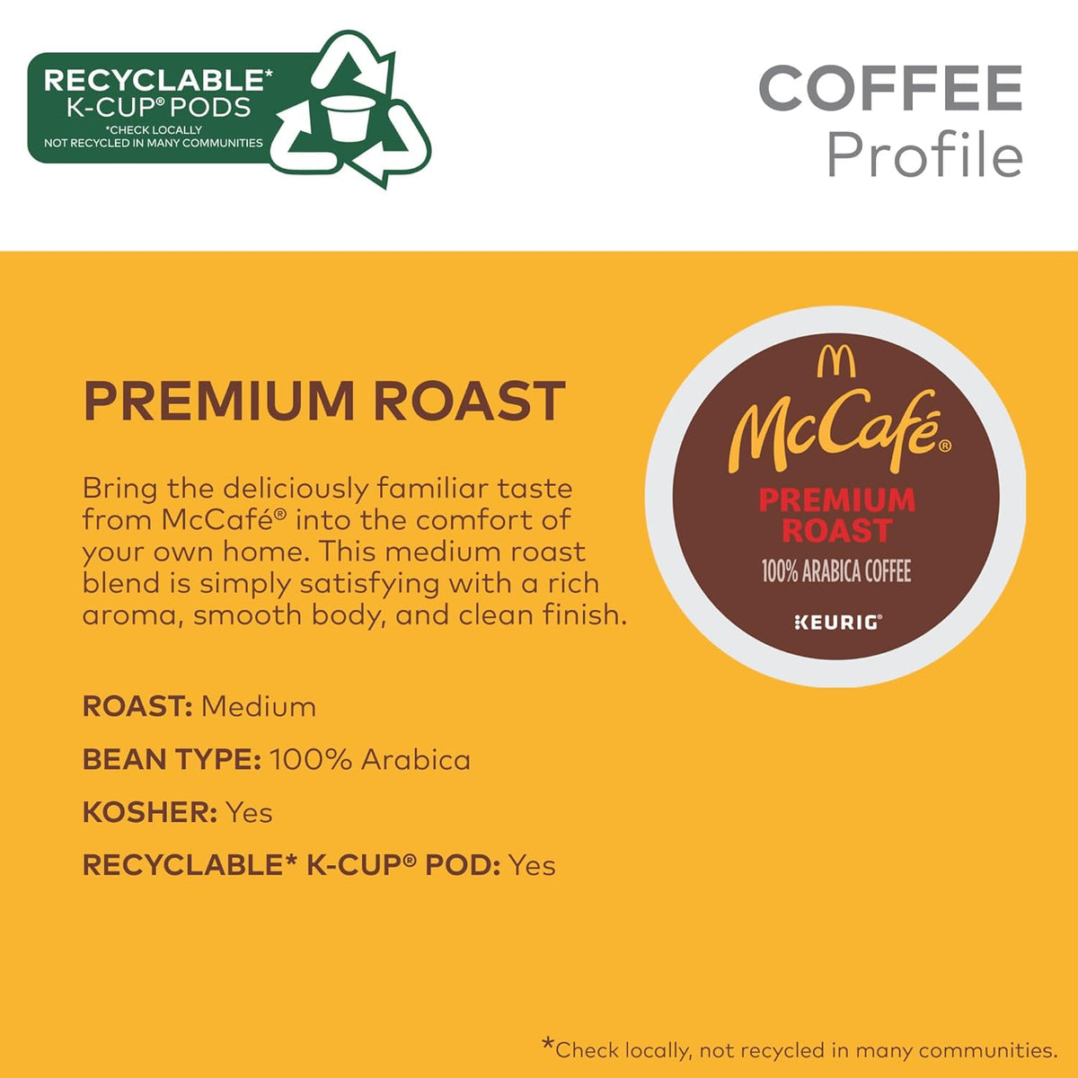 McCafe Premium Roast Coffee - Medium Roast K-Cup Pods for Keurig - 96 Count Pack