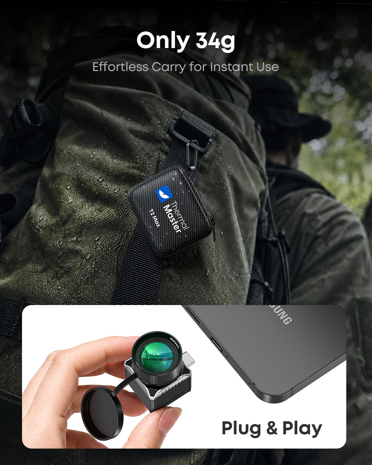 Thermal Master T2 Max - Birdwatching Thermal Camera for Android, 512x384 Super Resolution Thermal Monocular with 50Hz, 15mm Manual Lens, 15x Digital Zoom, 25mK NETD, Wildlife Observation, Black