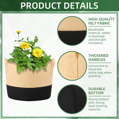 Ohiyoo 12 Pack 10 Gallon Grow Bags Colorful Fabric Plant Pots with Handles 10 Gal Garden Grow Bags Fabric Grow Pots Plant Growing Bags Vegetable Planting Bags for Garden and Outdoor (10 Gallon)