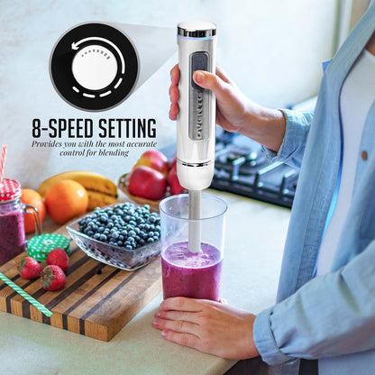 OVENTE Immersion Hand Blender, 300W Electric Handheld Portable Stick Mixer with 2 Mixing Speed and Stainless Steel Blades for Effortless Blending Smoothies, Shakes, Puree or Baby Food, Red HS560R