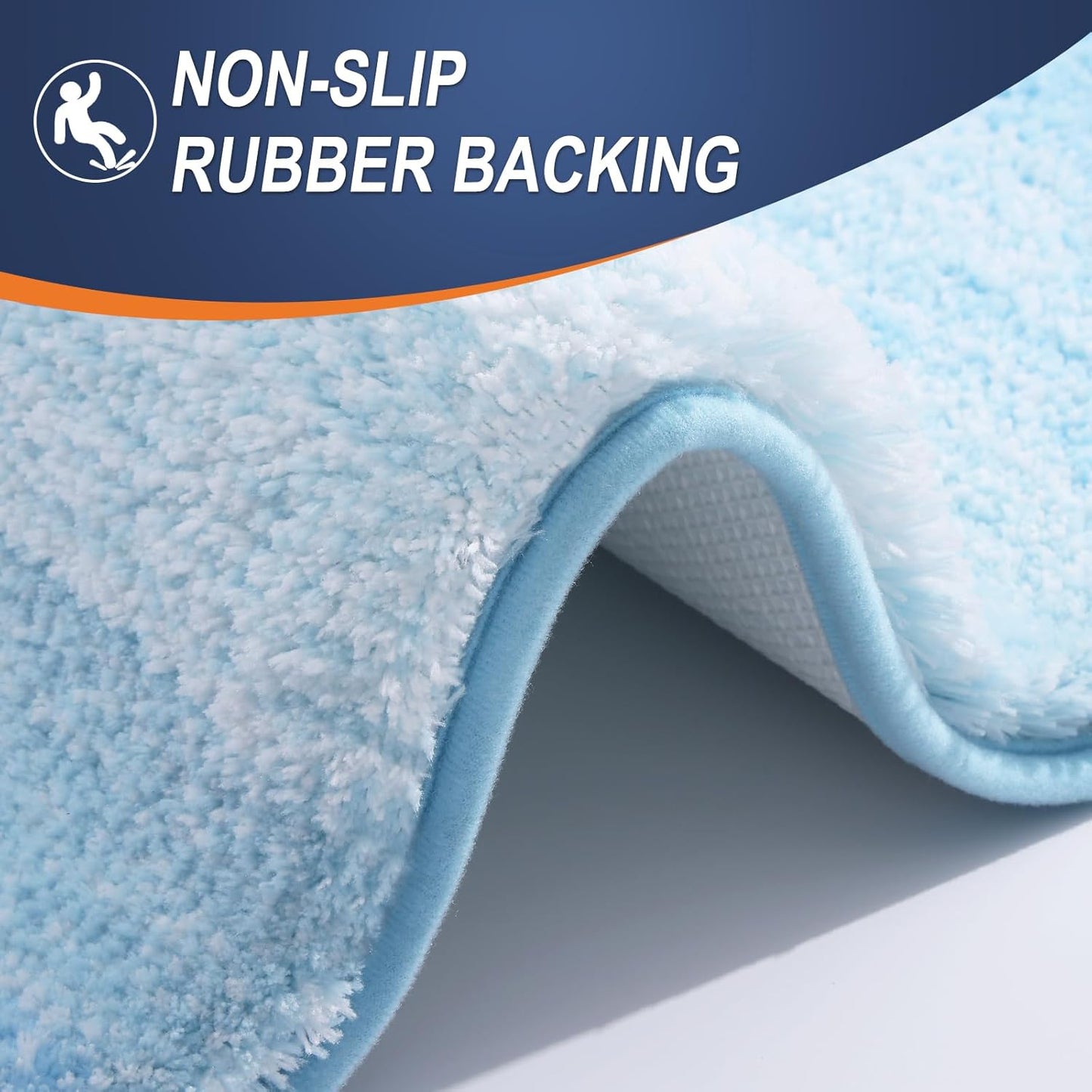 OLANLY Bathroom Runner Rug - Extra Soft Microfiber Mat | Quick Dry, Washable, 47x20, Sky Blue