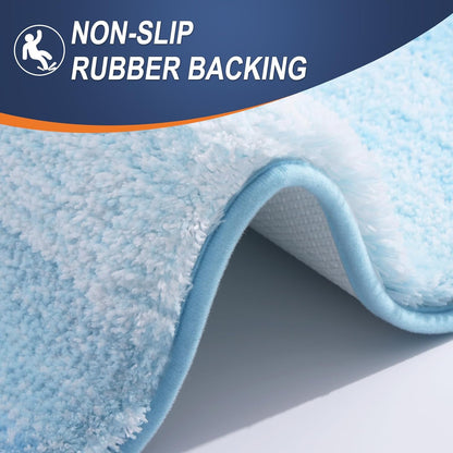 OLANLY Bathroom Runner Rug - Extra Soft Microfiber Mat | Quick Dry, Washable, 47x20, Sky Blue