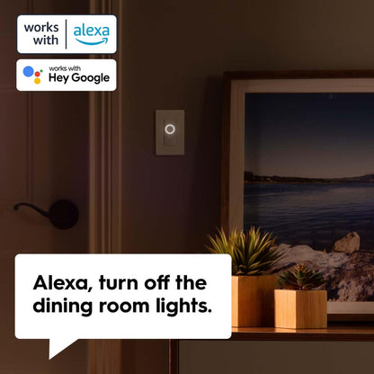 GE CYNC Smart Dimmer Light Switch, Neutral Wire Required, Bluetooth and 2.4 GHz WiFi 4-Wire Switch, Works with Amazon Alexa and Google Home, White Light Dimmer (1 Pack)