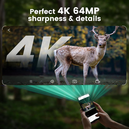 MAXDONE Solar Trail Camera 2 Pack - 4K 64MP WiFi Bluetooth Solar Deer Camera with Night Vision Motion Activated, Game Camera IP66 Waterproof, Wildlife Cameras Built-in Battery Rechargeable Power